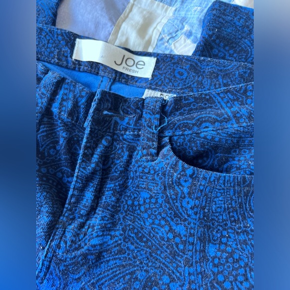 Joe Fresh Womens Pant Blue Paisley Preppy Corduroy Slim Pants 26 - Picture 2 of 9